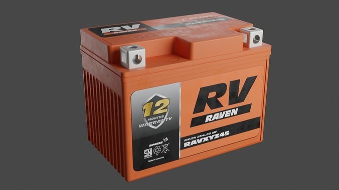 Motorcycle Battery Low-poly 3D model