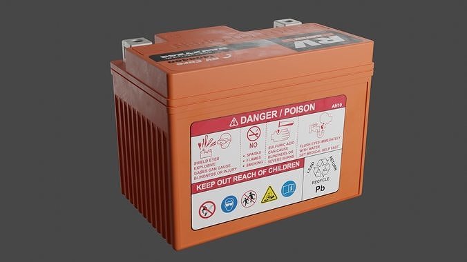 Motorcycle Battery Low-poly 3D model 6