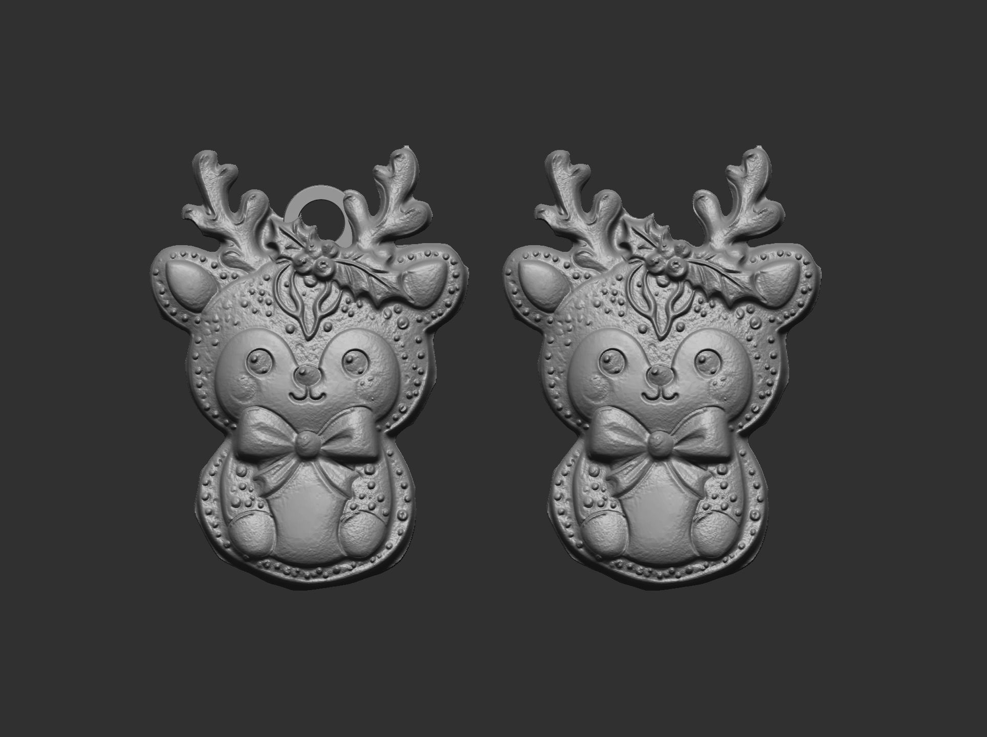 christmas cute deer ribbon bow decor  3D print model_5