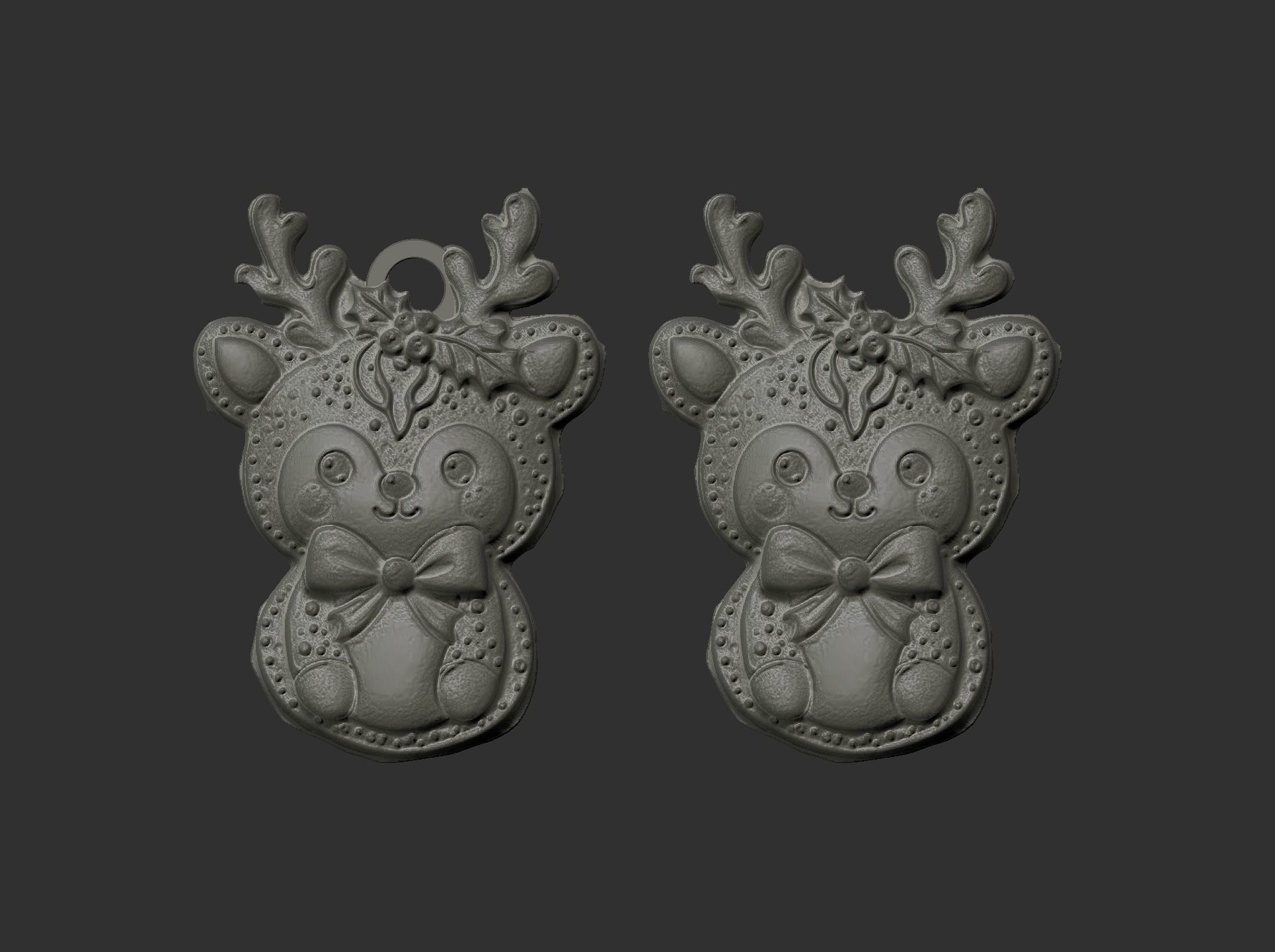 christmas cute deer ribbon bow decor  3D print model_6