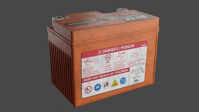 Motorcycle Battery Dust Low-poly 3D model 6