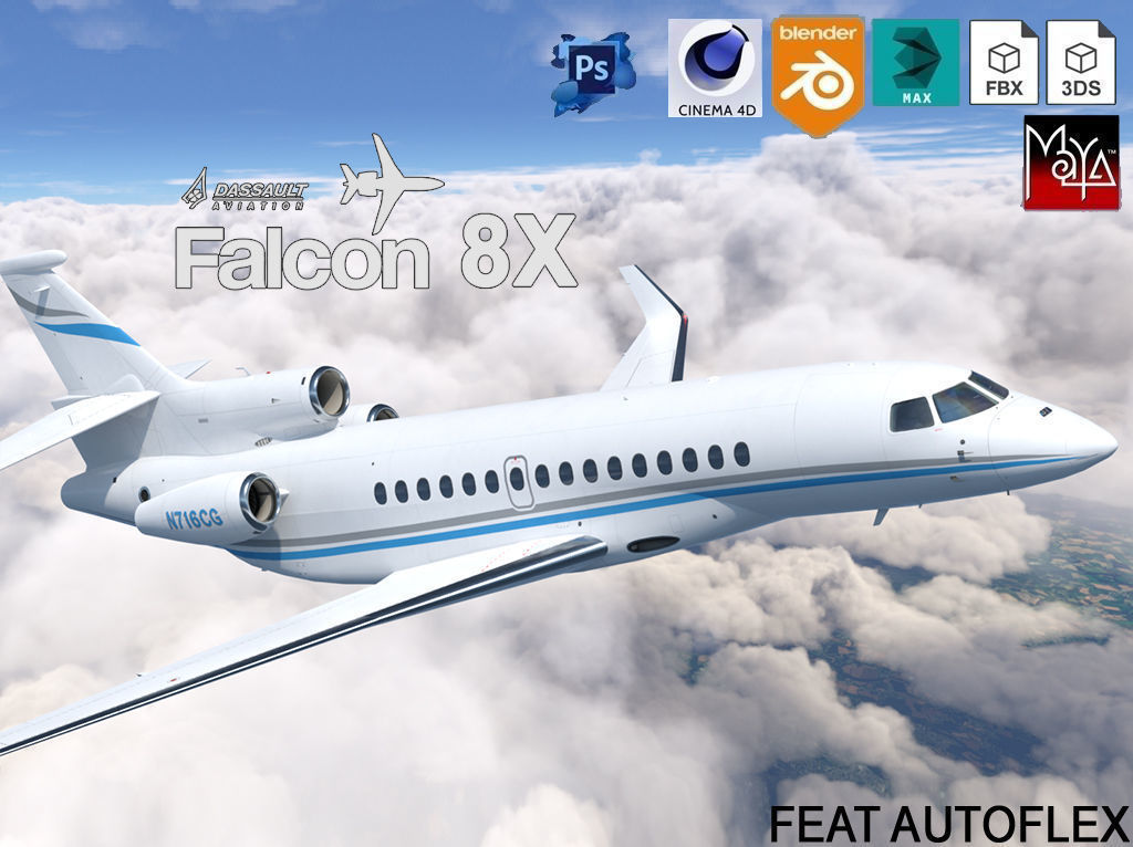 Dassault Falcon 8X Low-poly 3D model_31