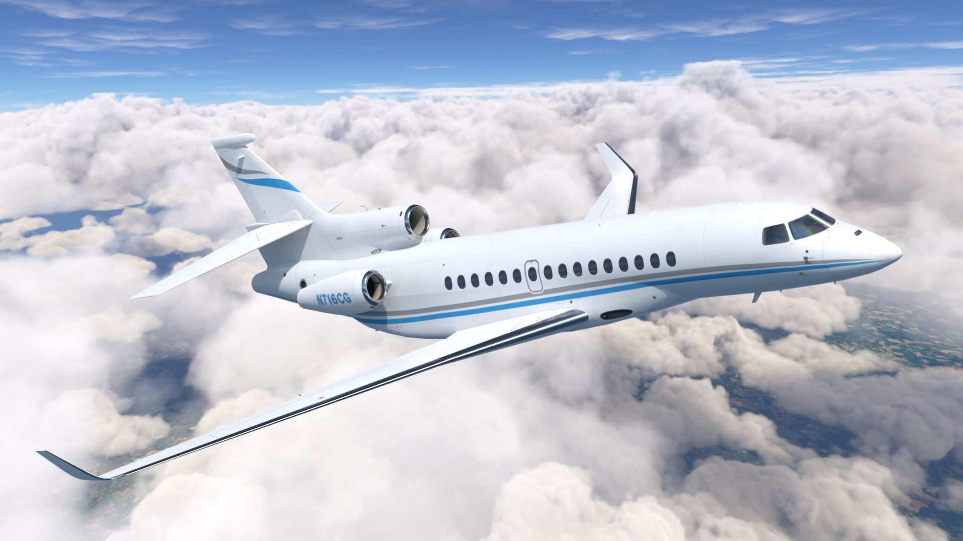 Dassault Falcon 8X Low-poly 3D model_1