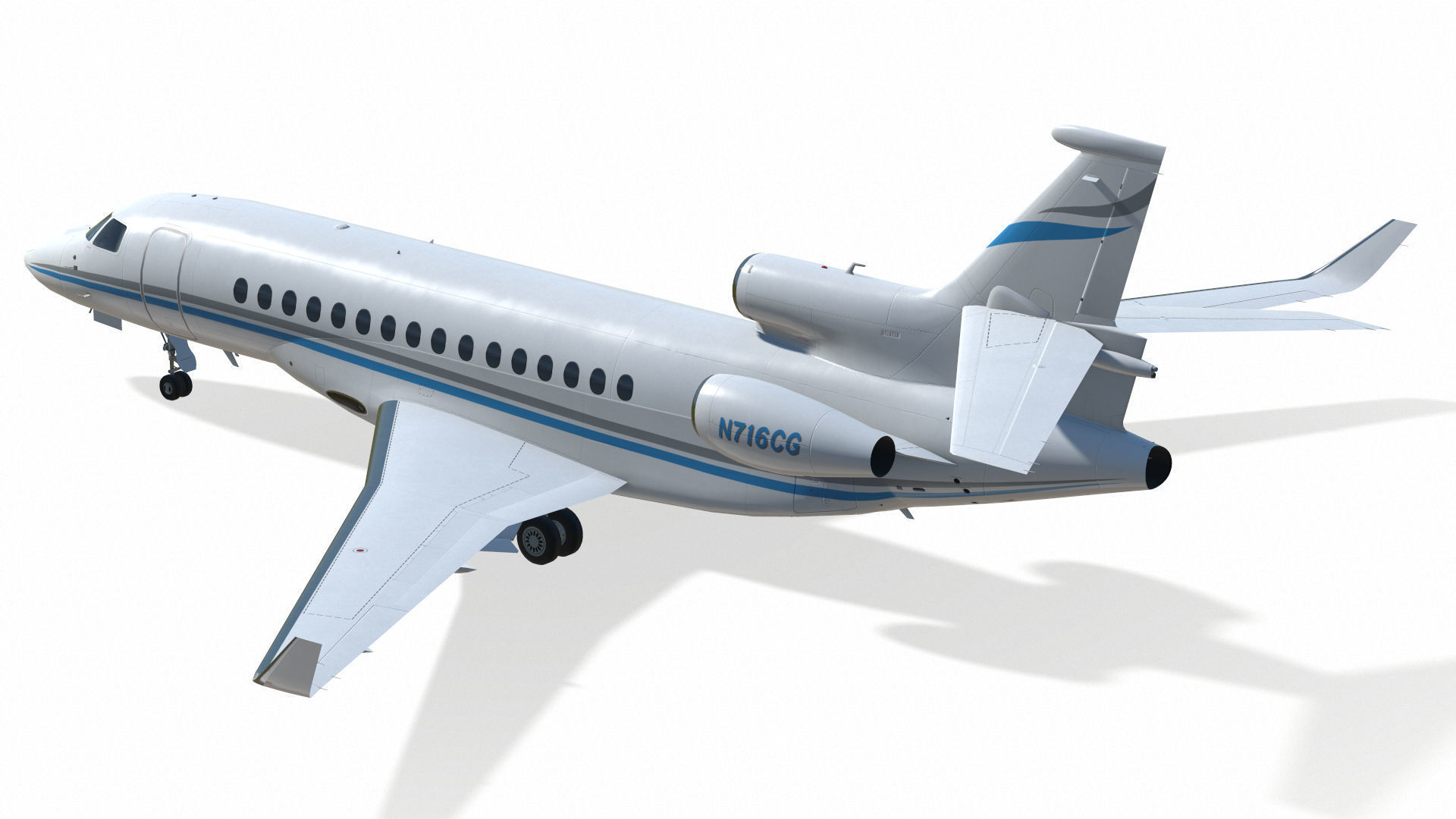 Dassault Falcon 8X Low-poly 3D model_7