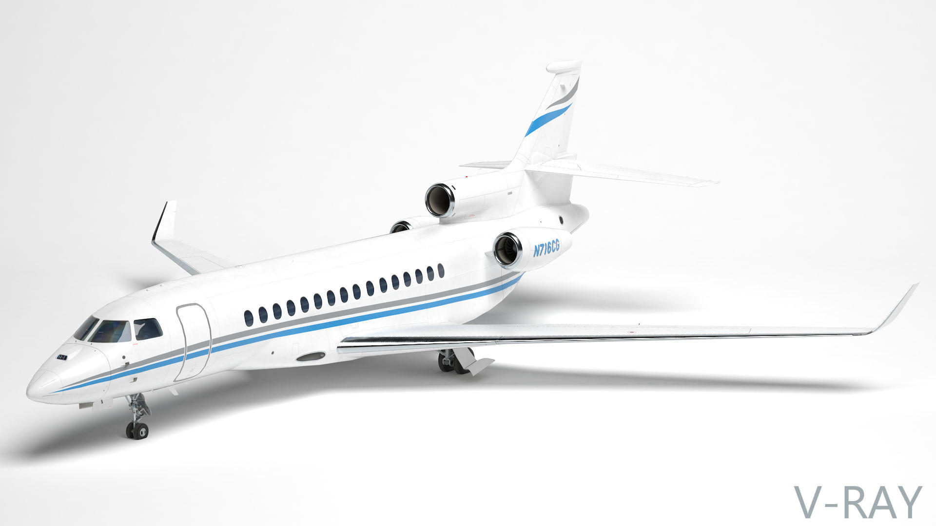 Dassault Falcon 8X Low-poly 3D model_26