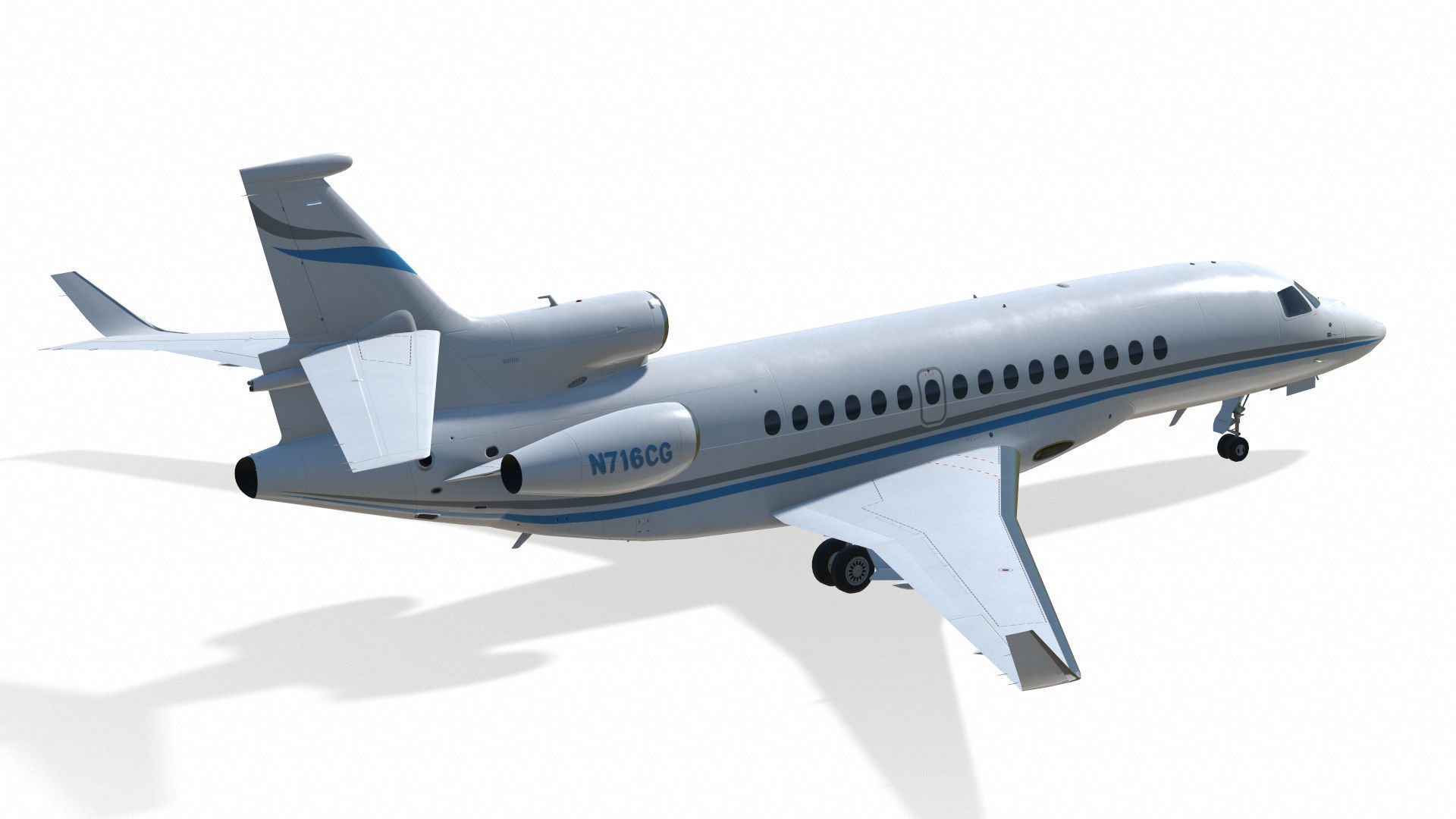 Dassault Falcon 8X Low-poly 3D model_6