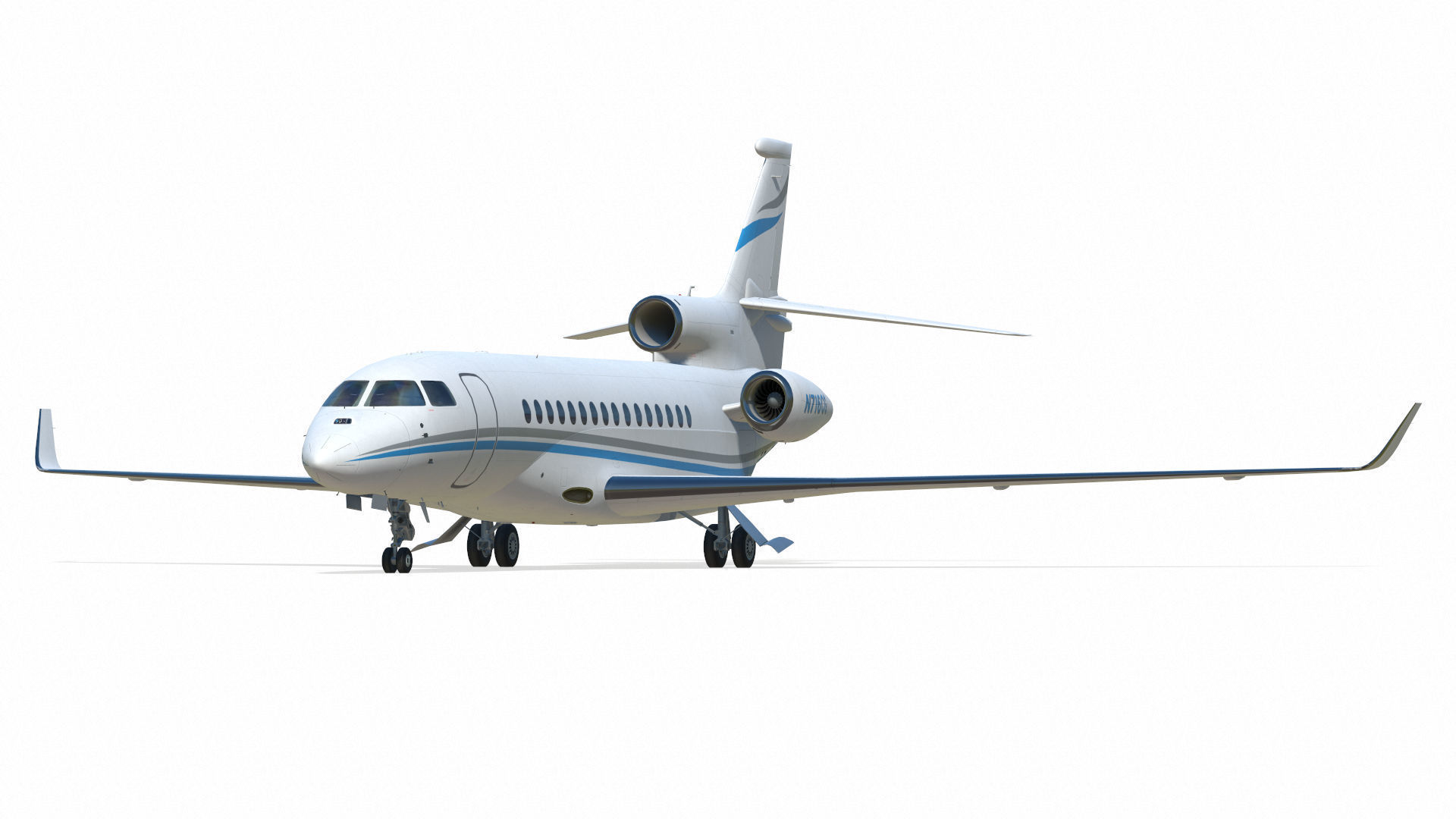 Dassault Falcon 8X Low-poly 3D model_8