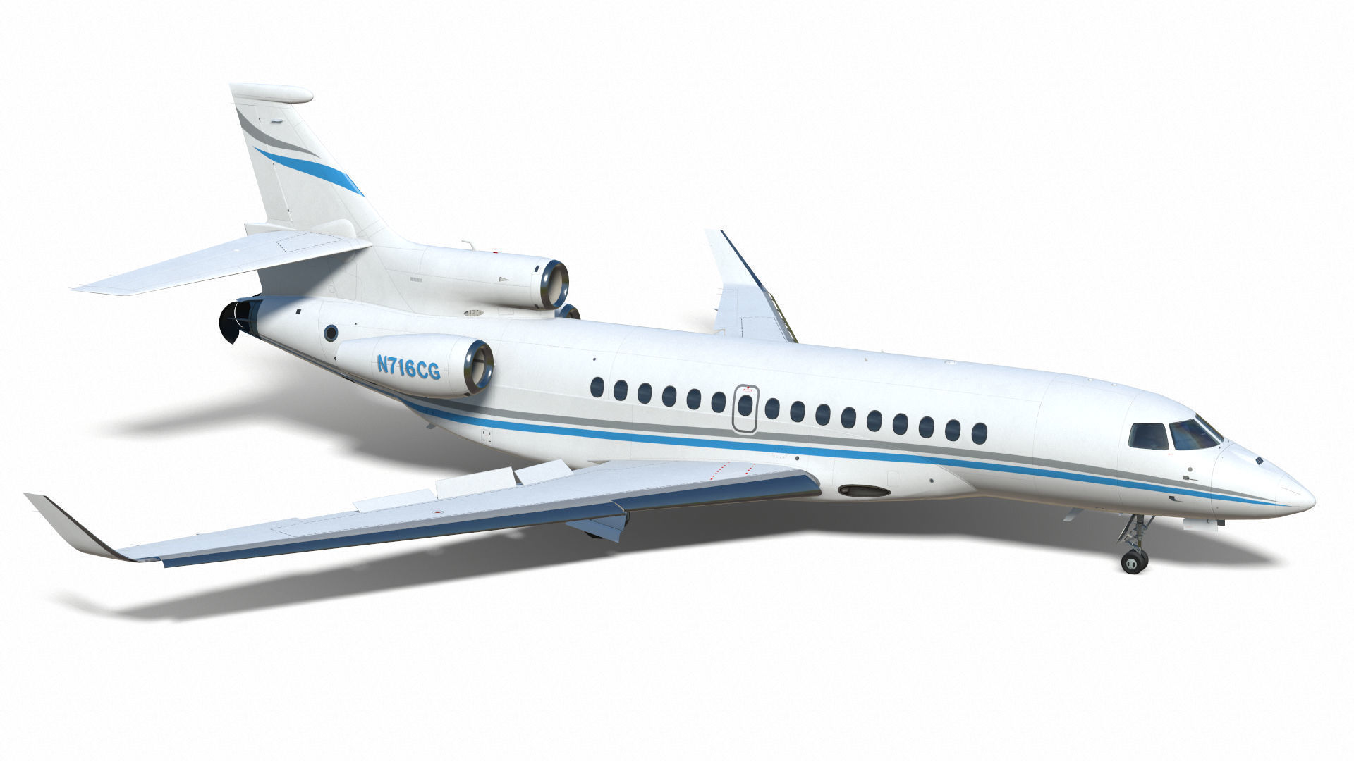 Dassault Falcon 8X Low-poly 3D model_9