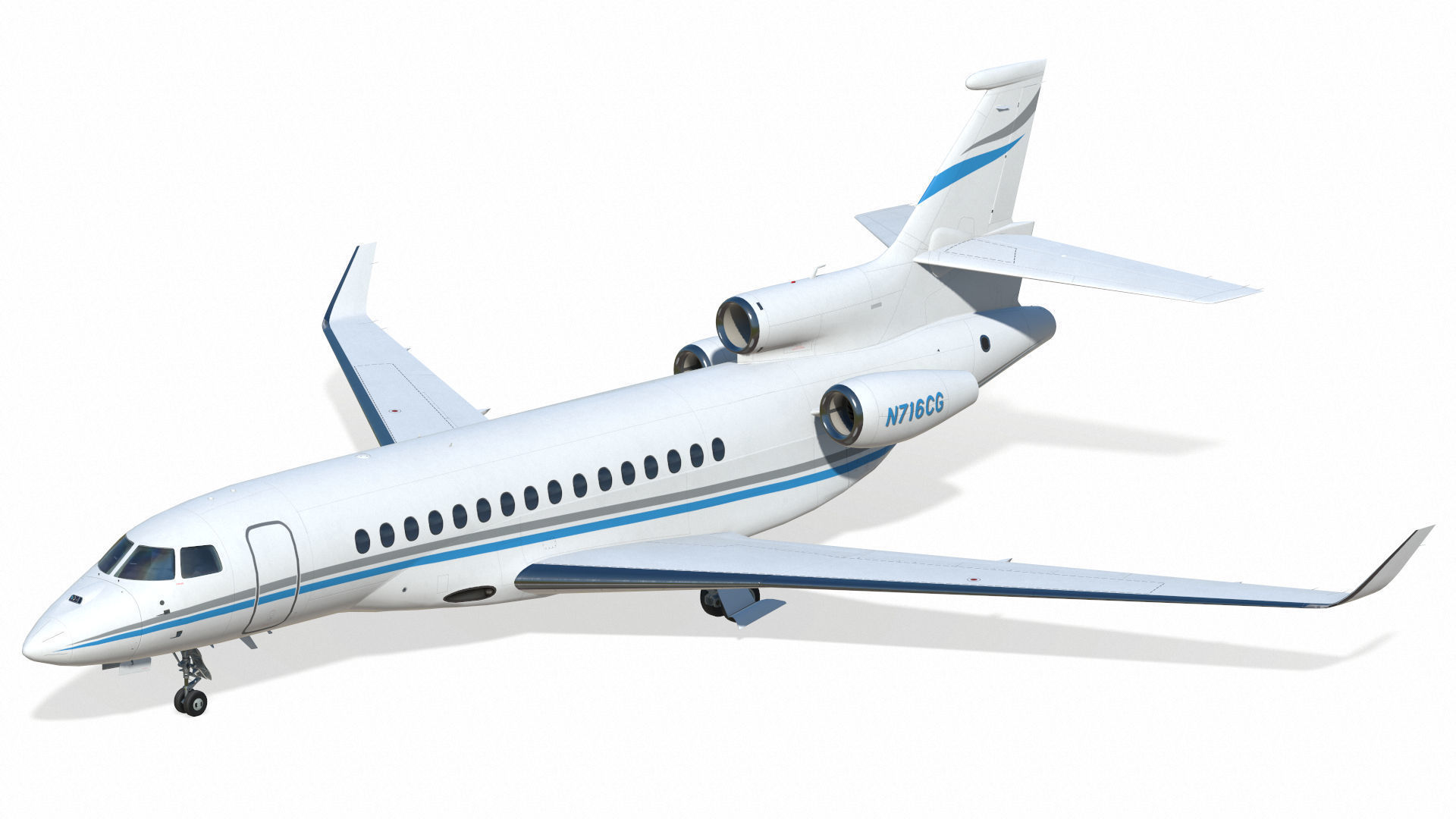 Dassault Falcon 8X Low-poly 3D model_4