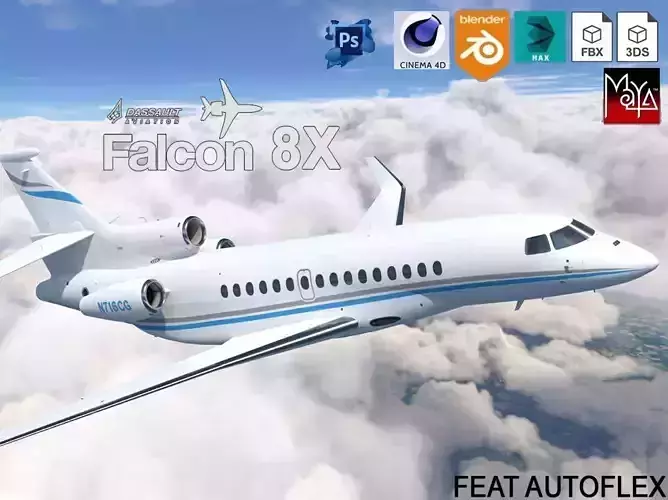 Dassault Falcon 8X Low-poly 3D model