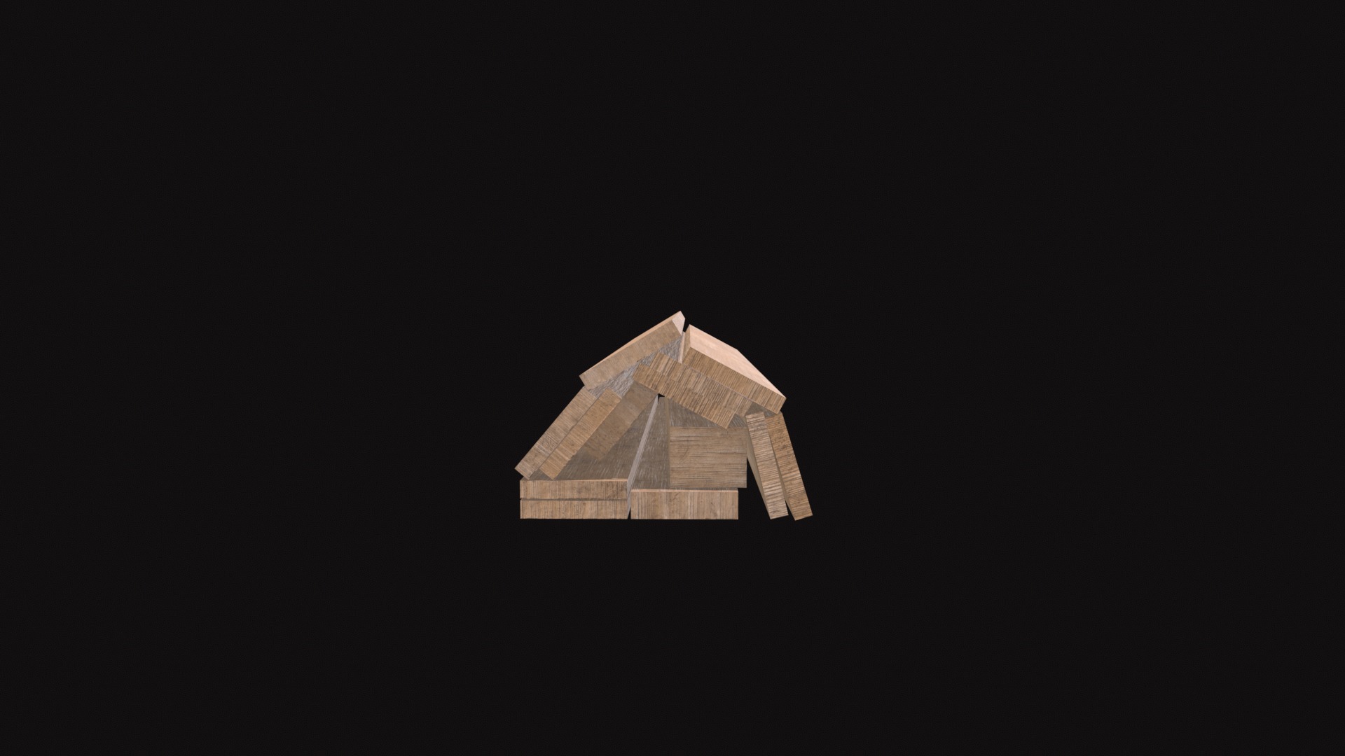 Medieval Wooden Plank Stack Low-poly 3D model_7