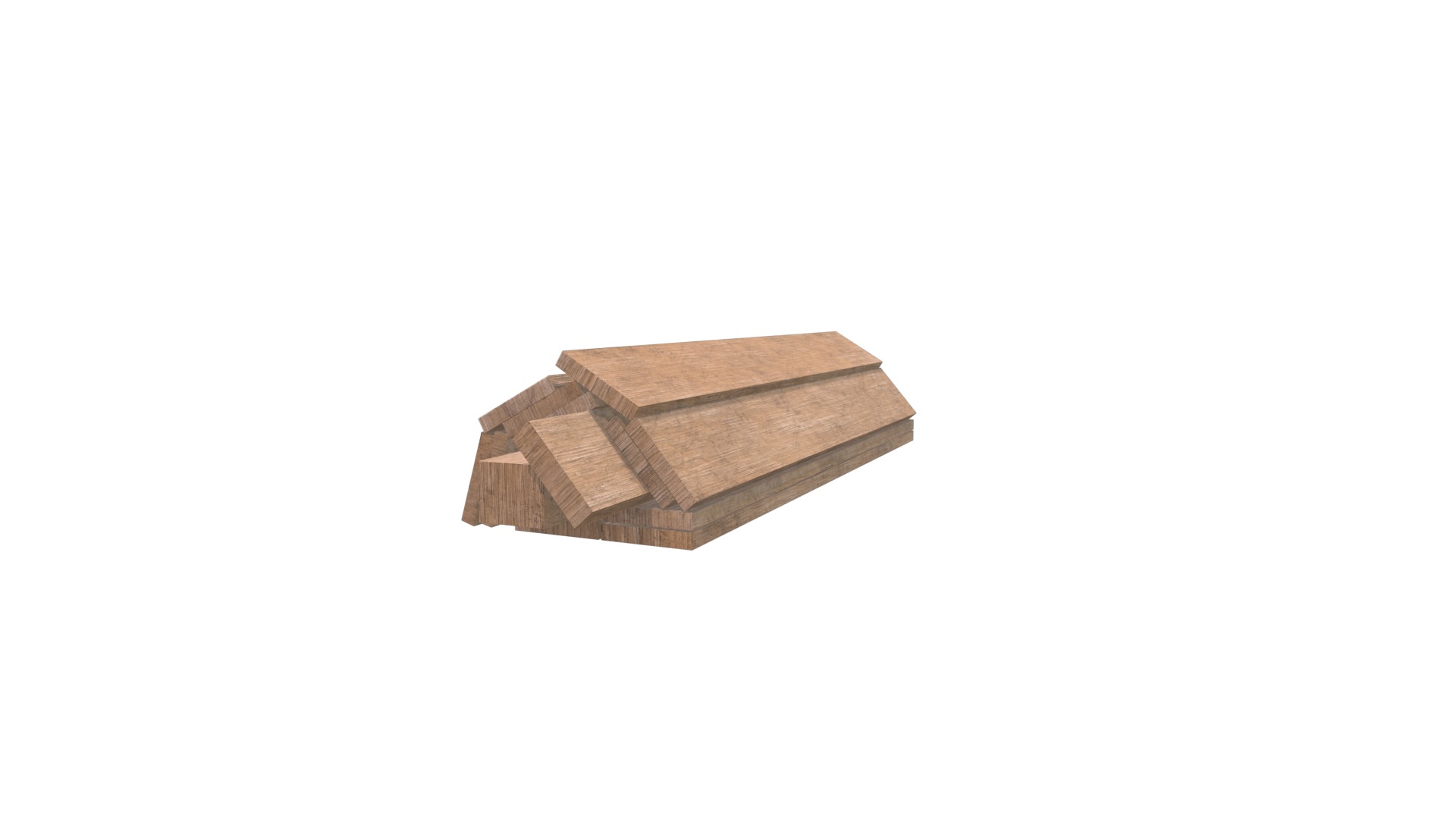Medieval Wooden Plank Stack Low-poly 3D model_9