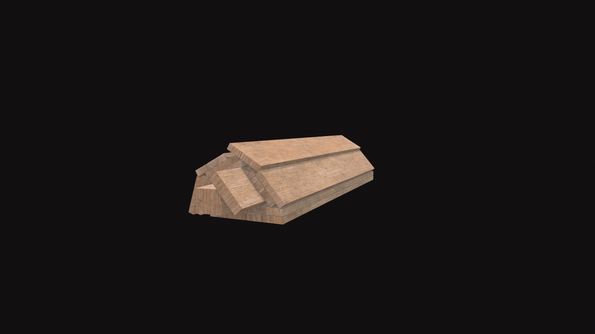 Medieval Wooden Plank Stack Low-poly 3D model_4