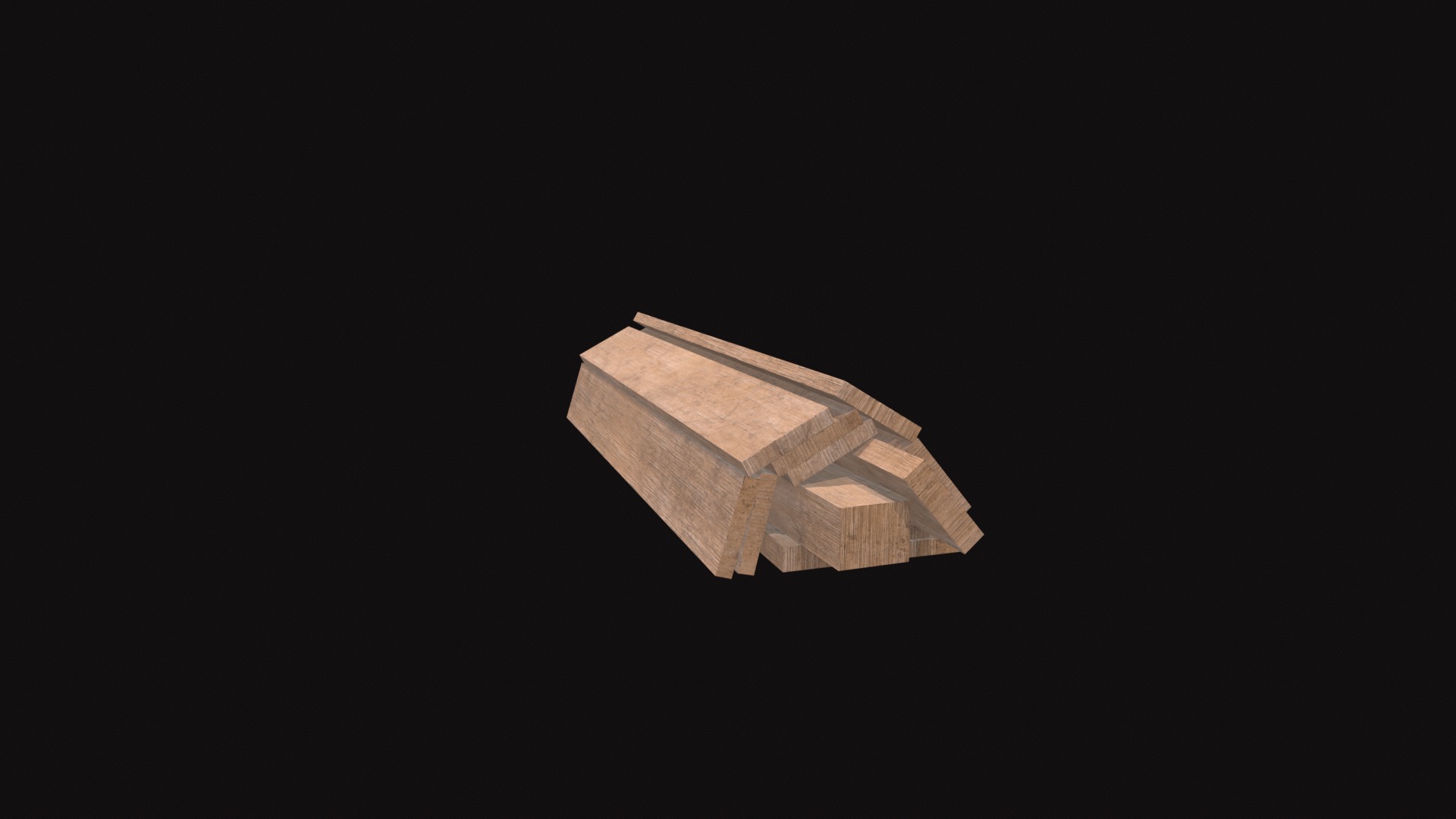 Medieval Wooden Plank Stack Low-poly 3D model_6