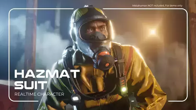Hazmat Protective Suit in 5 colors for Metahumans Low-poly 3D model