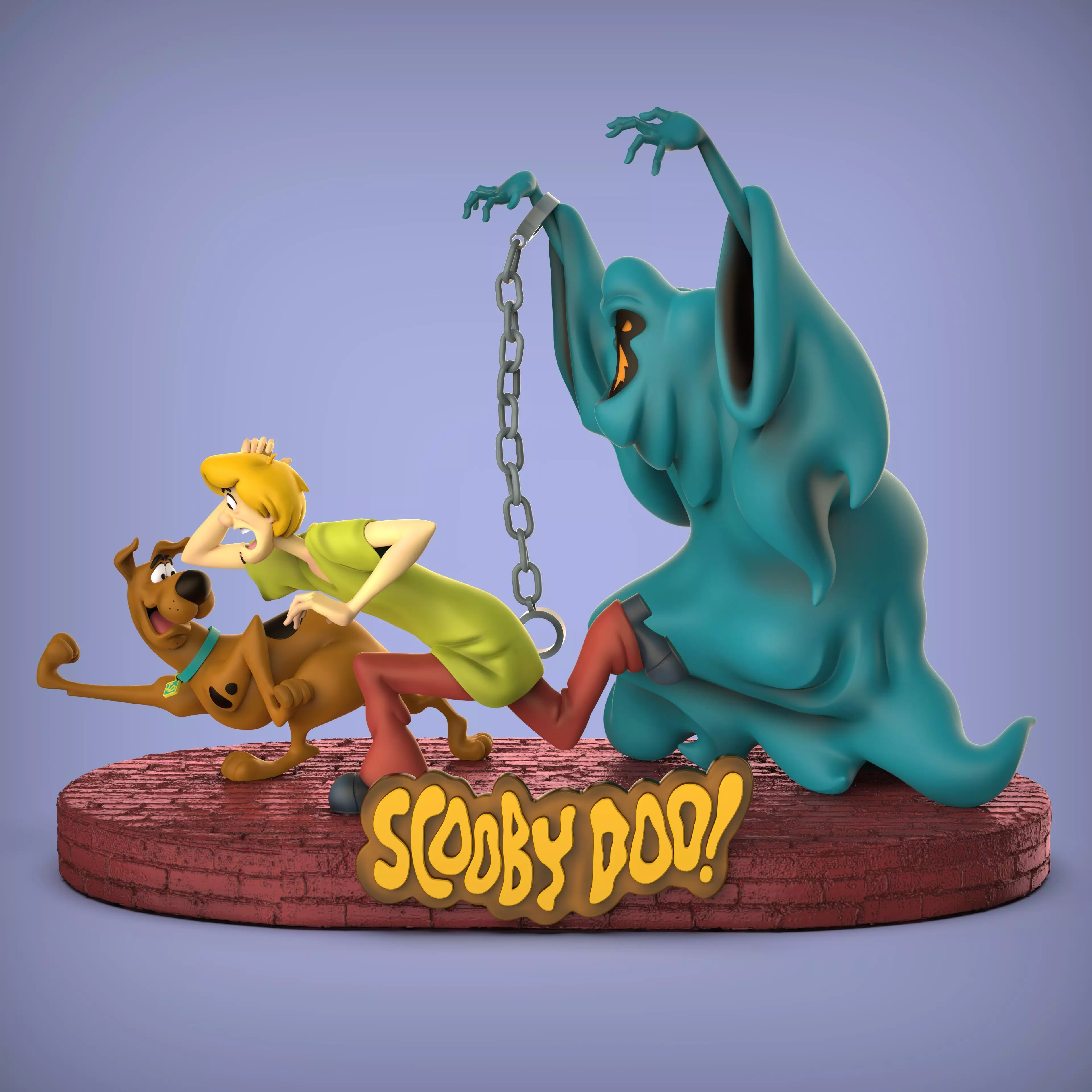 DIORAMA SCOOBY DOO AND SHAGGY HALLOWEEN 3D print model_0
