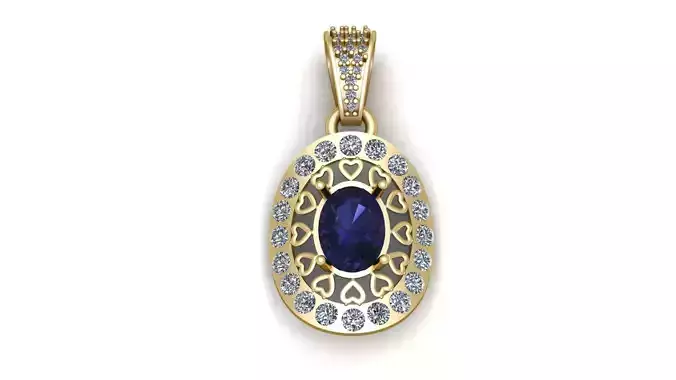 ANTIQUE BLUE SAPPHIRE PENDANT 3D PRINTABLE MODEL
