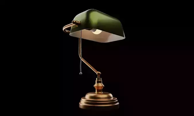 Vintage Glass Desk Lamp lowpoly asset for interior