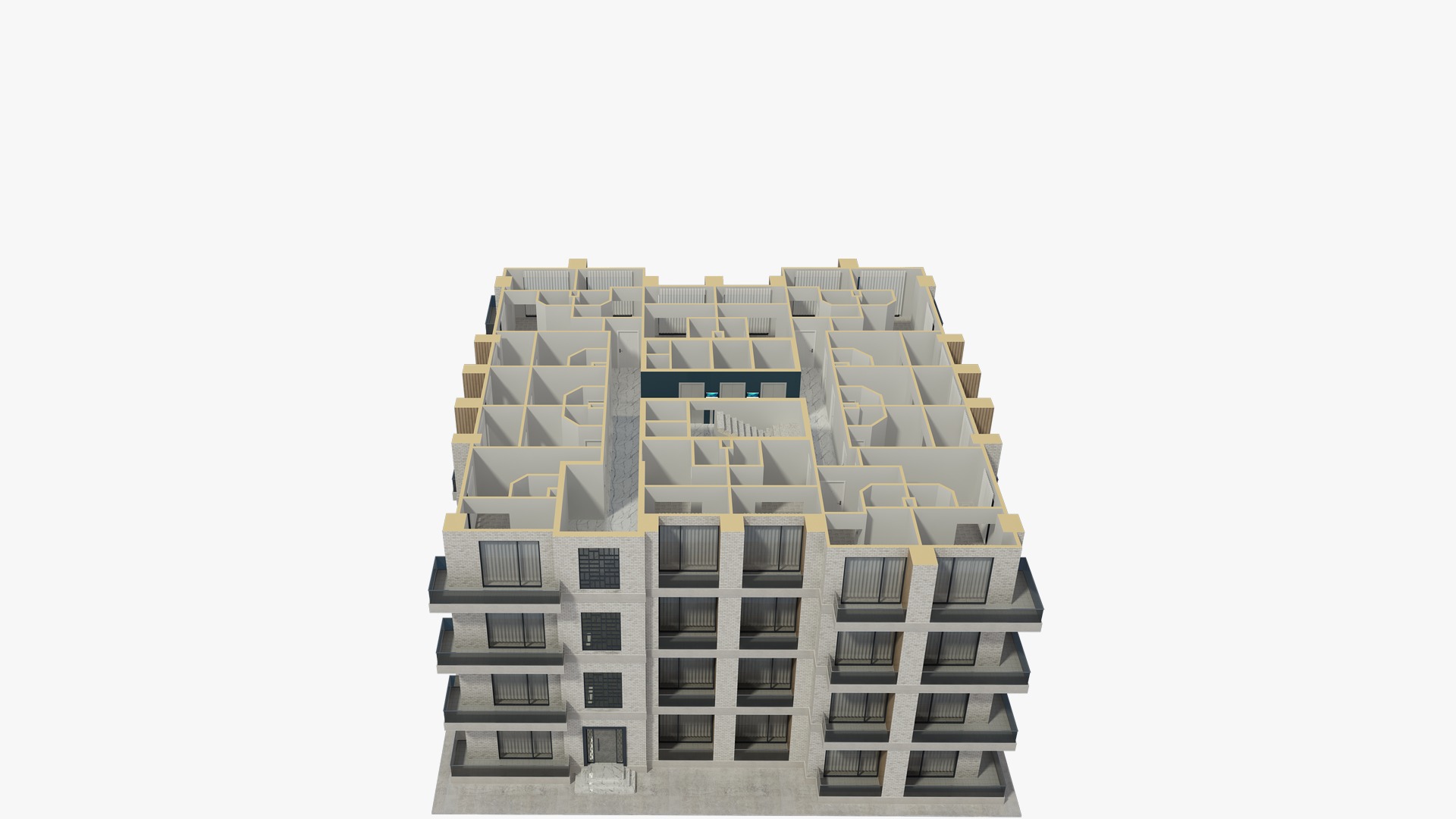 Apartment House with Interior 3D model_9