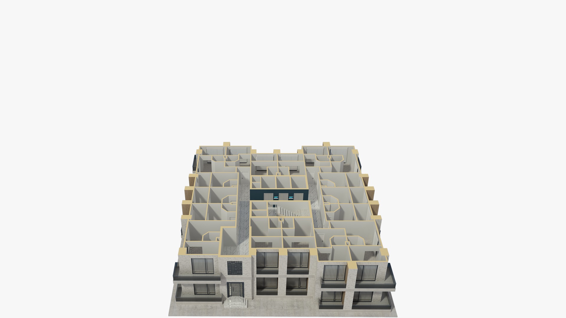 Apartment House with Interior 3D model_7