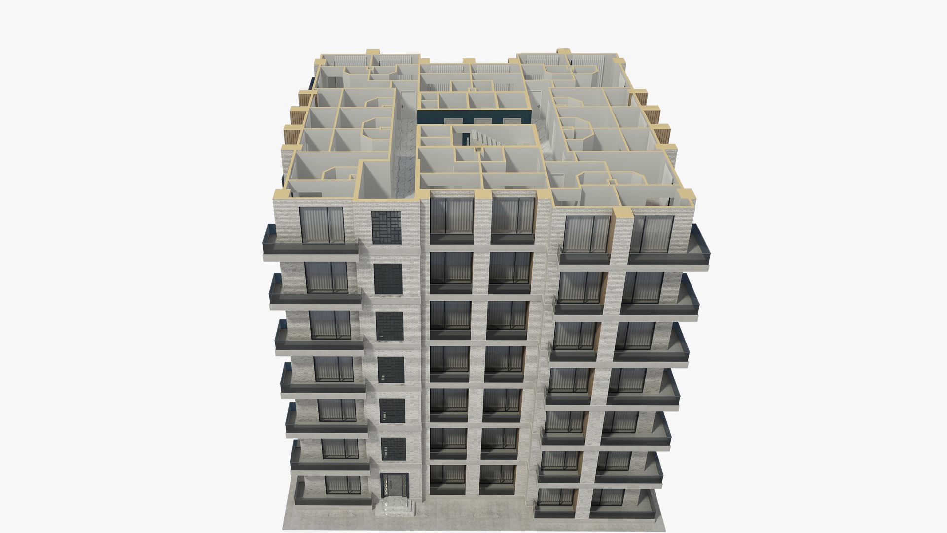 Apartment House with Interior 3D model_12