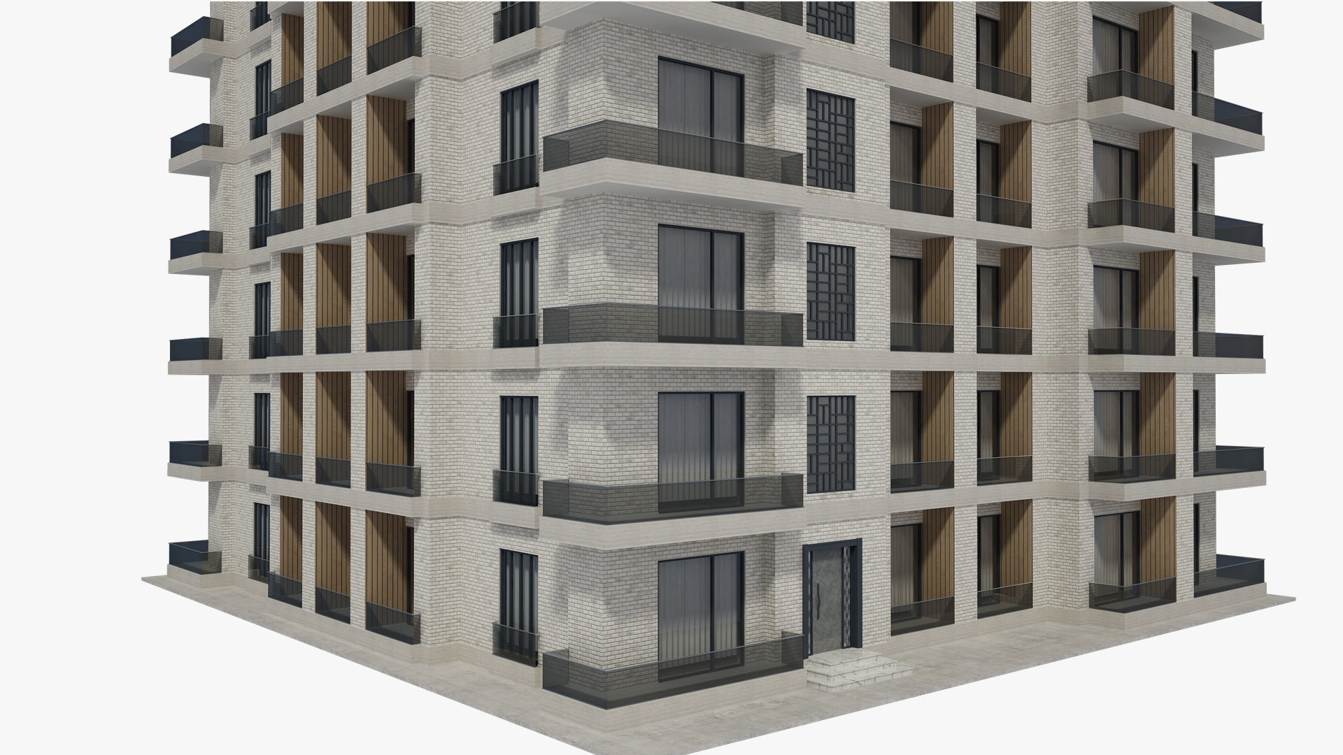 Apartment House with Interior 3D model_3
