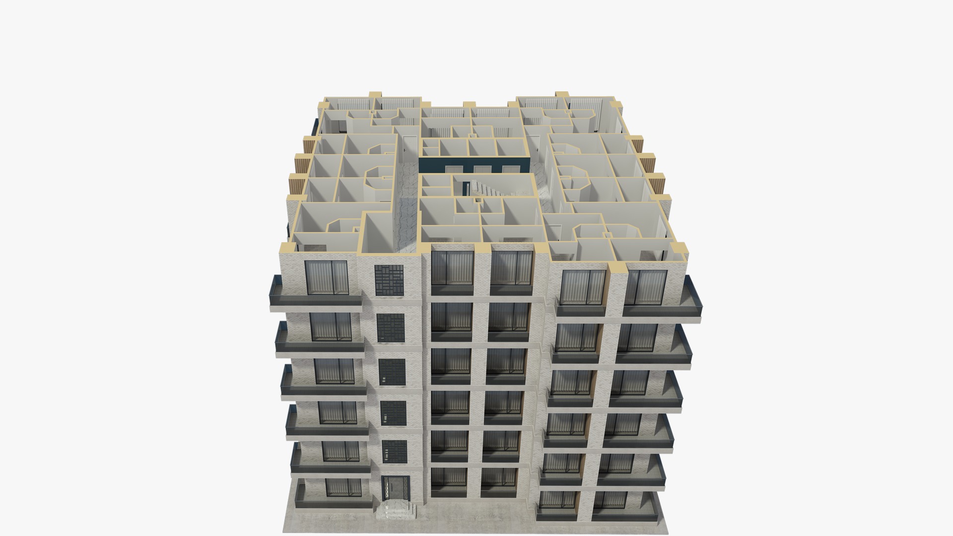 Apartment House with Interior 3D model_11