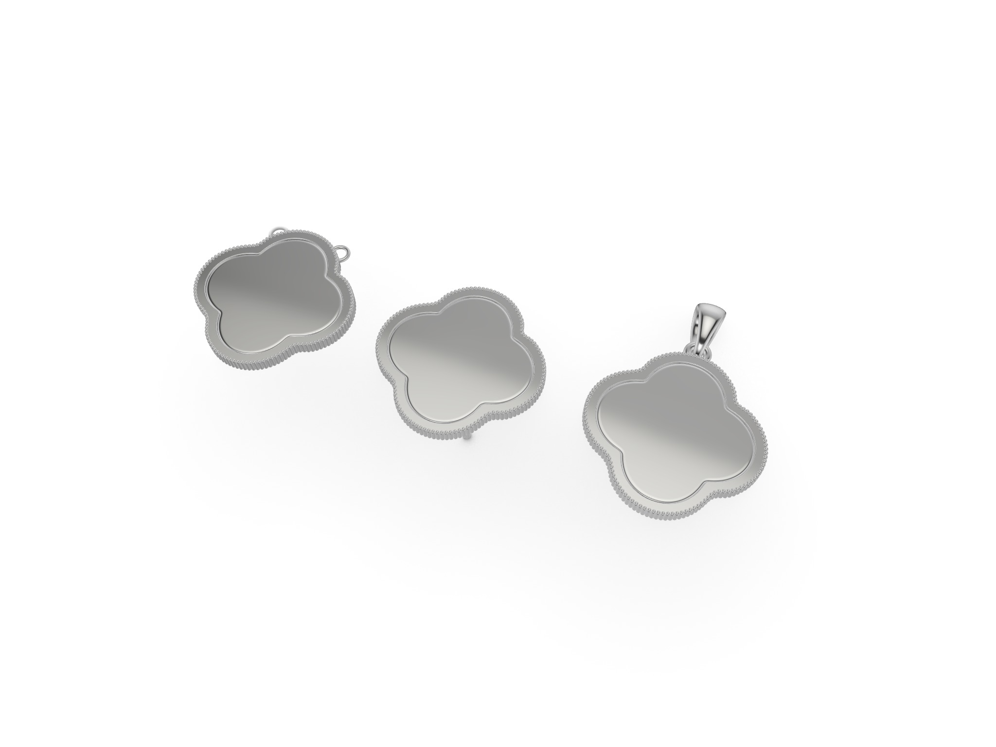 Clover Design Necklace Earrings Set  3D print model_8