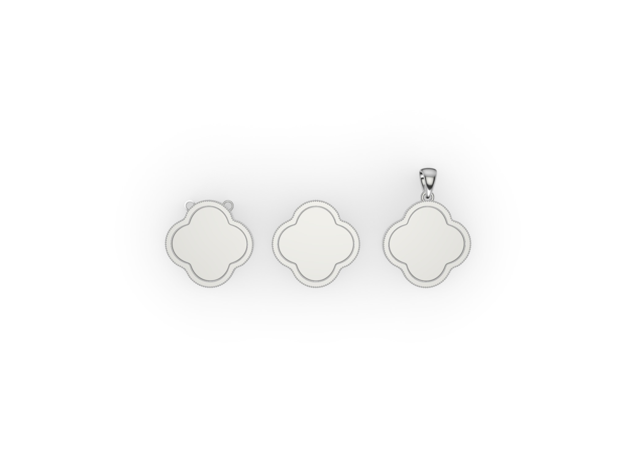 Clover Design Necklace Earrings Set  3D print model_6