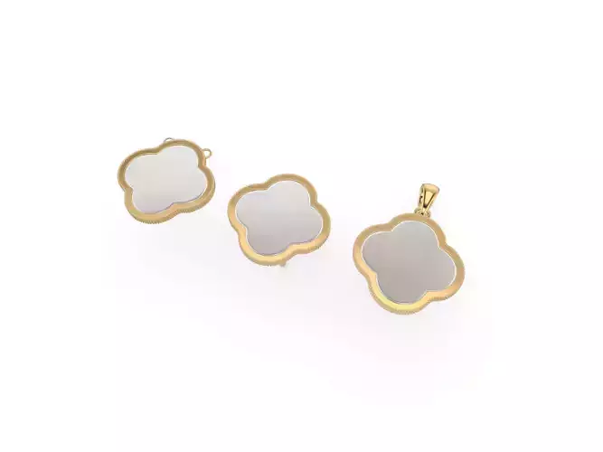 Clover Design Necklace Earrings Set  3D print model