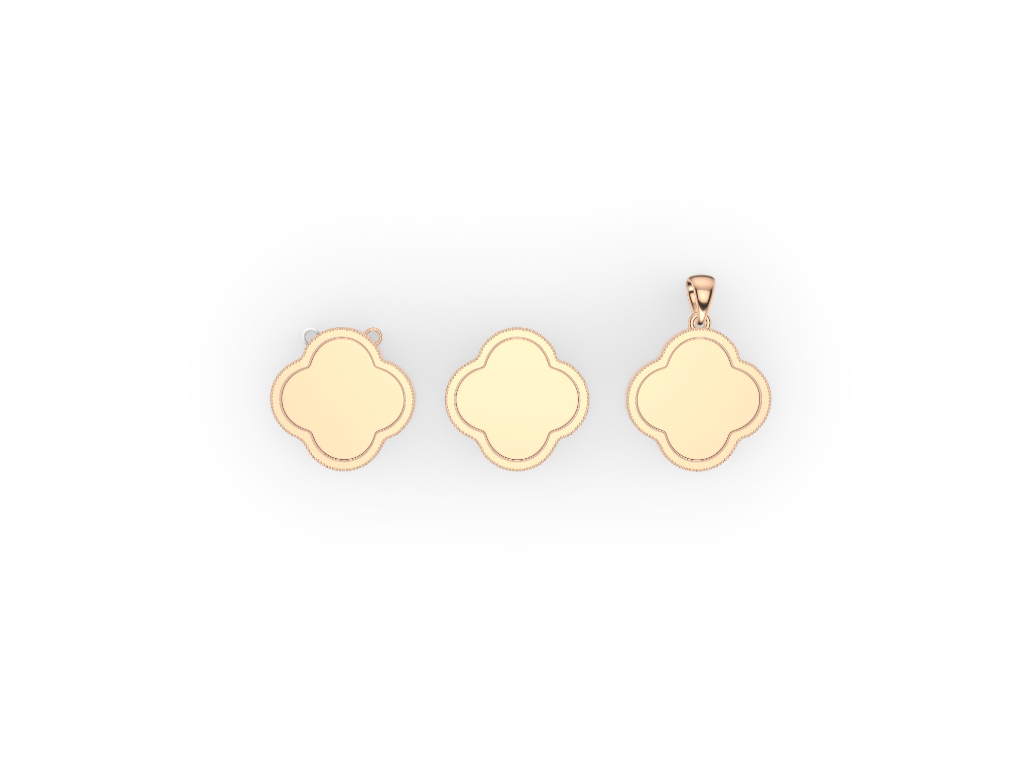 Clover Design Necklace Earrings Set  3D print model_7