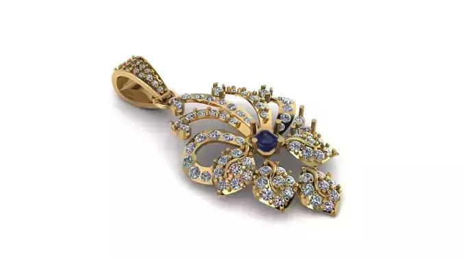 FLOWER STYLE SAPPHIRE PENDANT 3D PRINTABLE MODEL