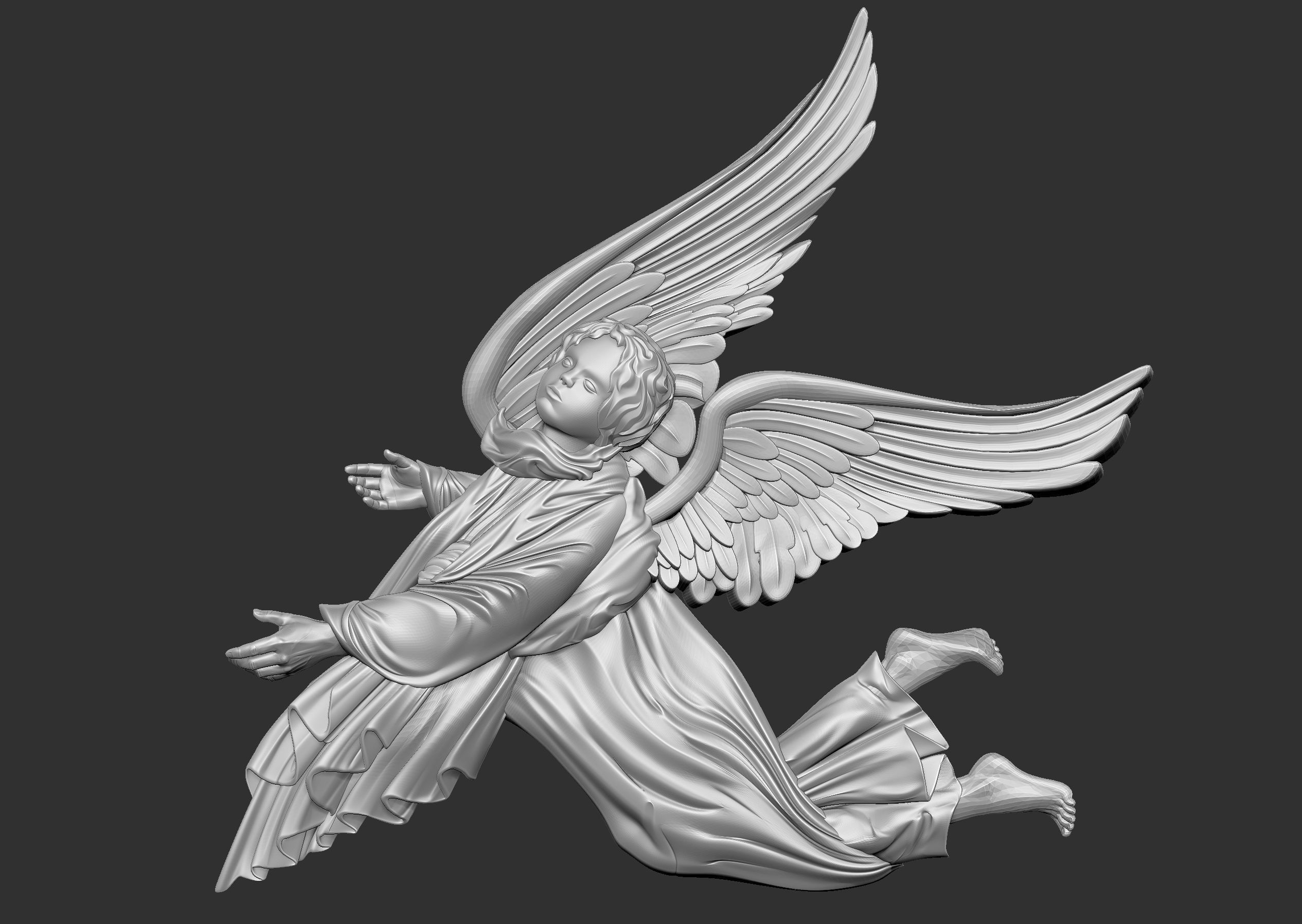 Angel relief 3D print model_3