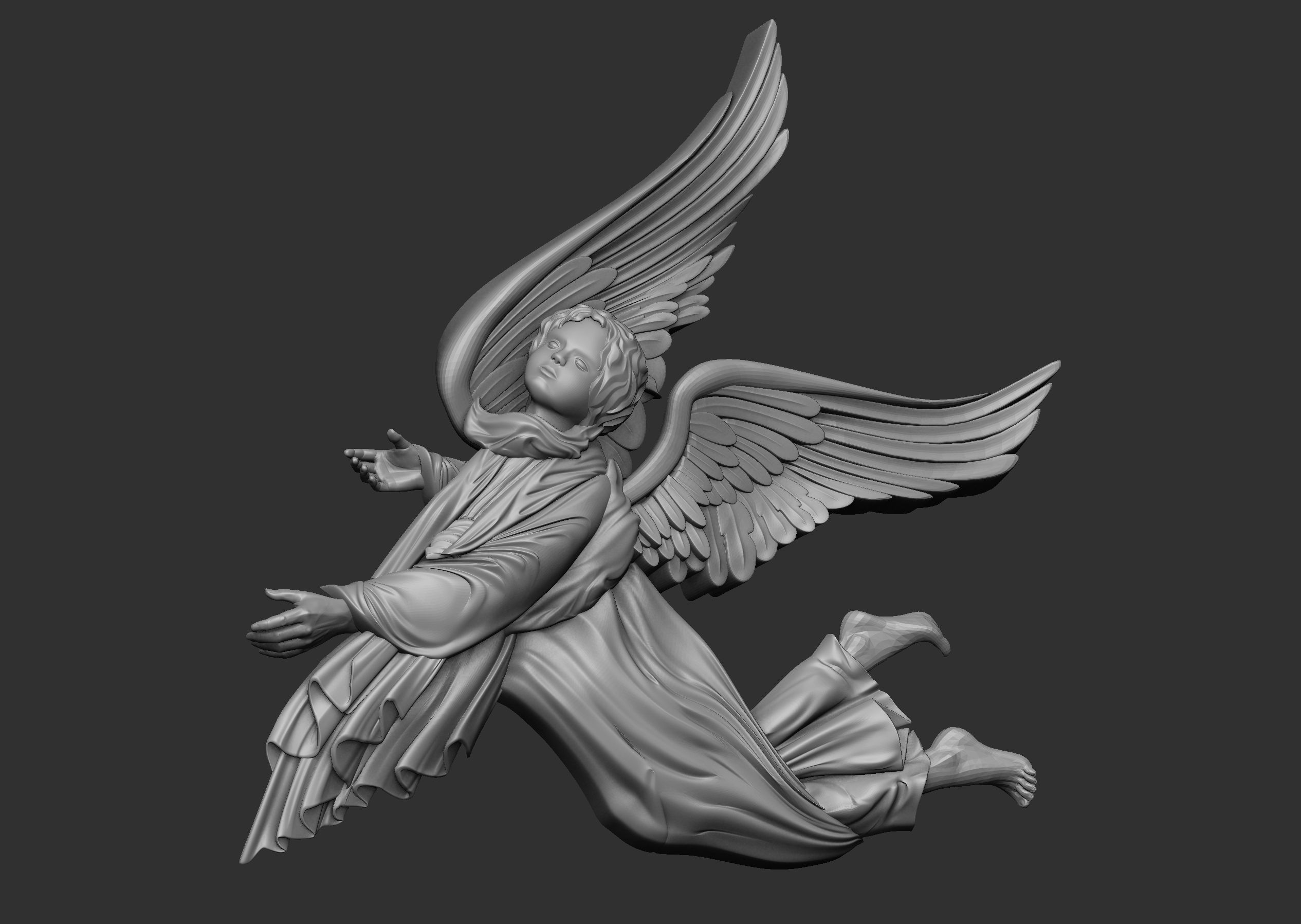 Angel relief 3D print model_1