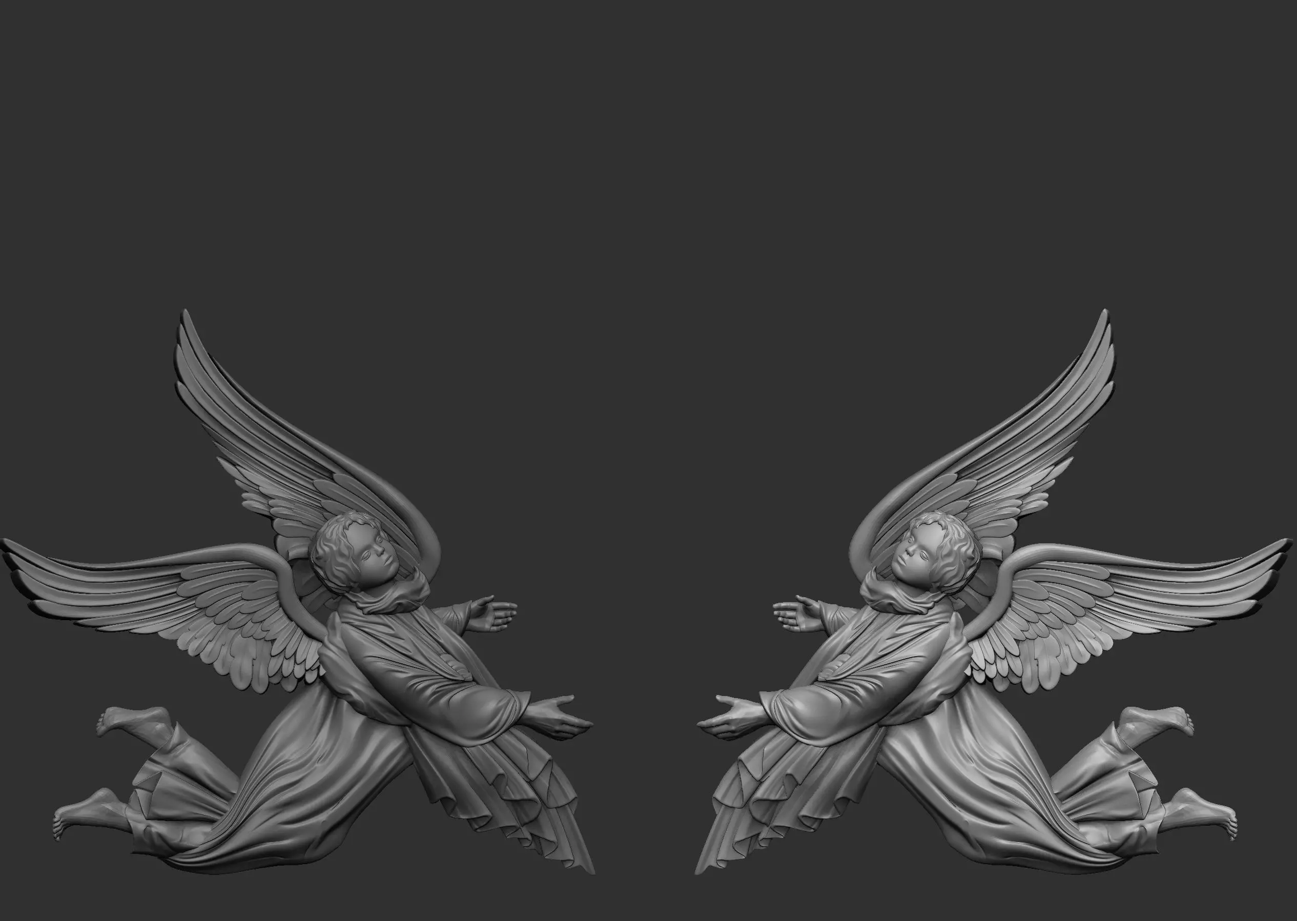 Angel relief 3D print model_0