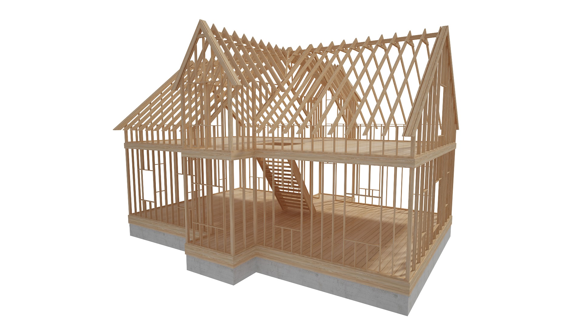 Wood House Construction 3D model_4