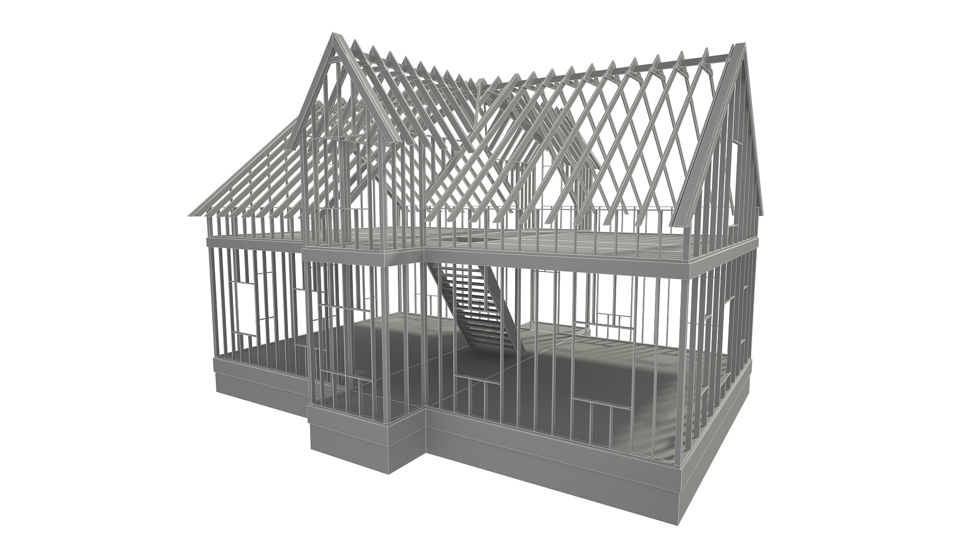 Wood House Construction 3D model_10