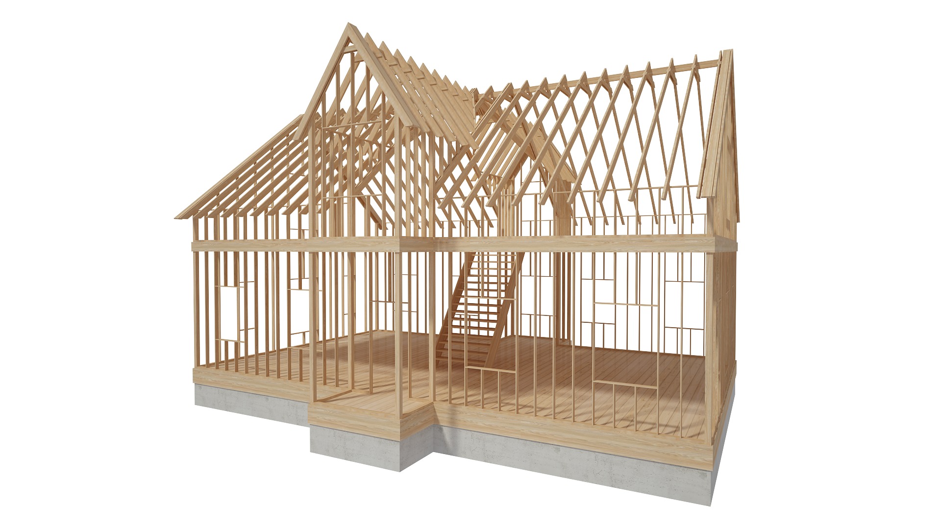 Wood House Construction 3D model_3