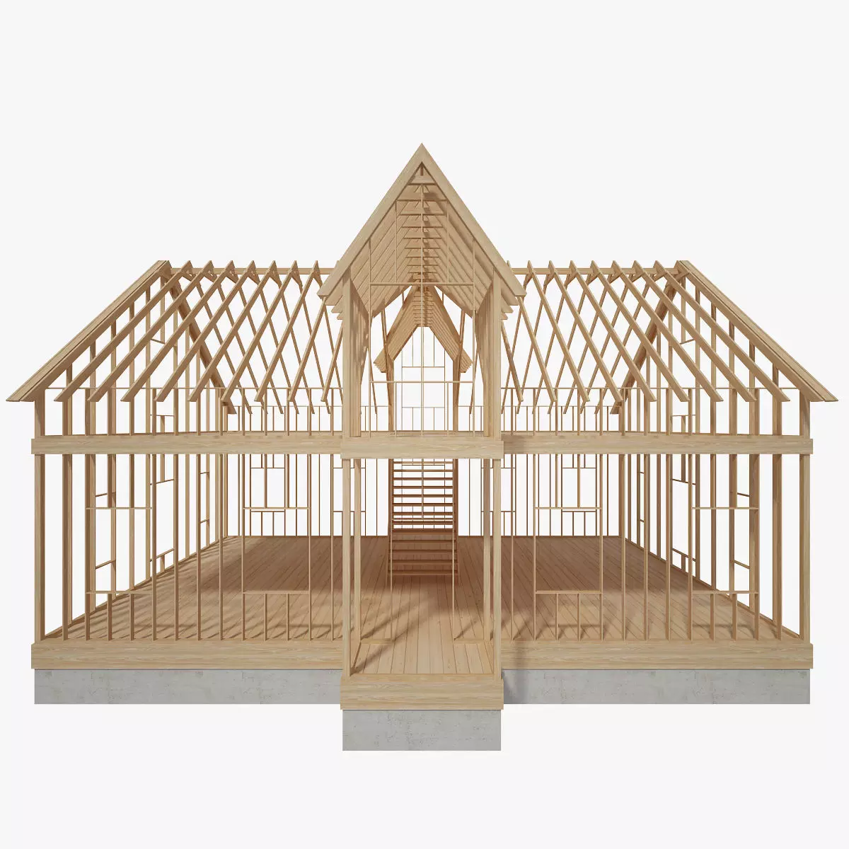 Wood House Construction 3D model_0