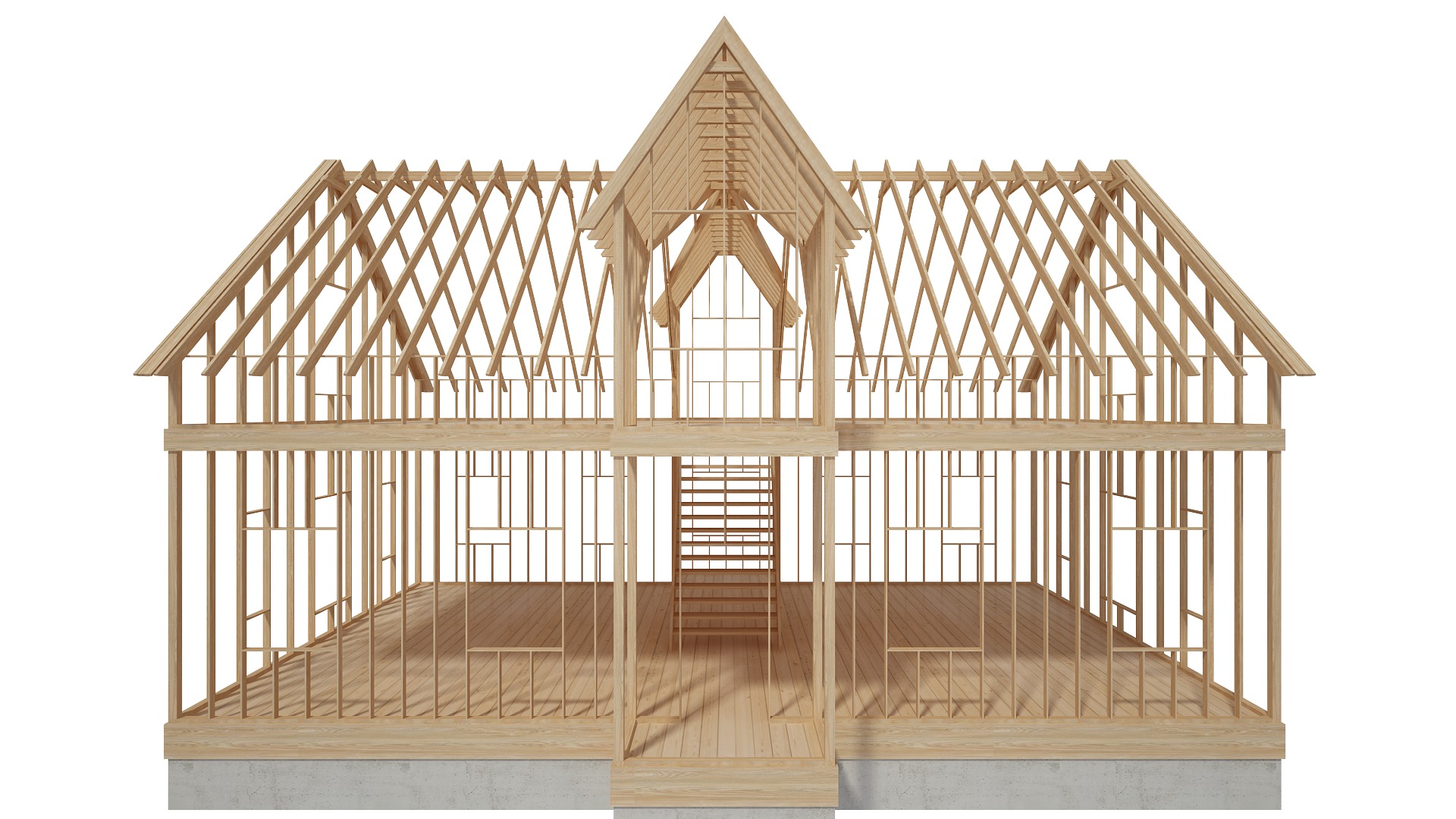 Wood House Construction 3D model_1