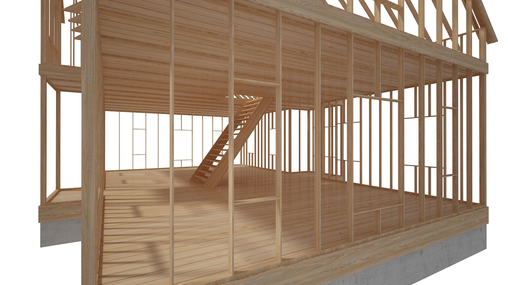 Wood House Construction 3D model_6