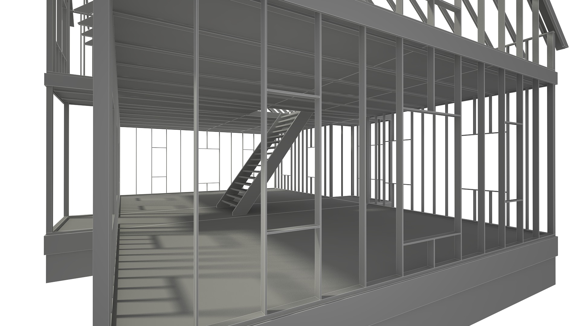 Wood House Construction 3D model_9