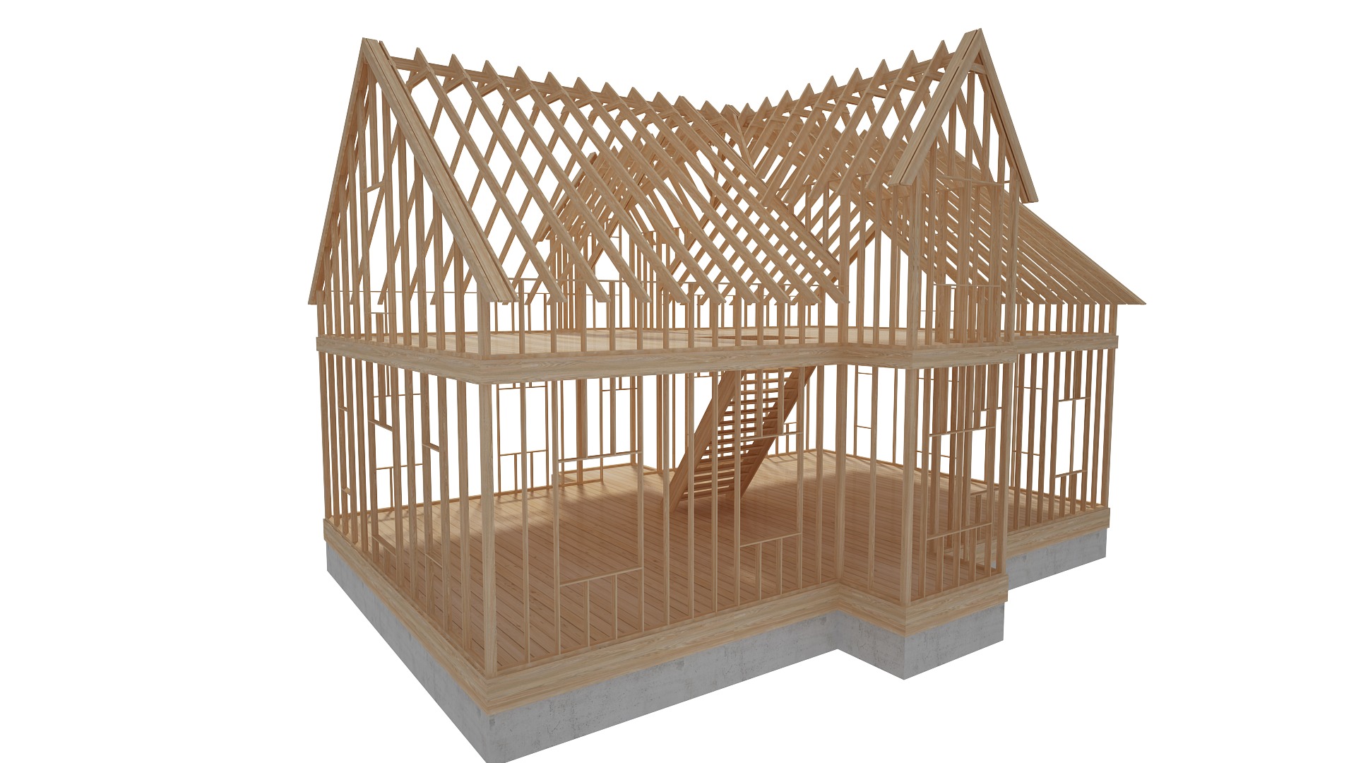 Wood House Construction 3D model_5