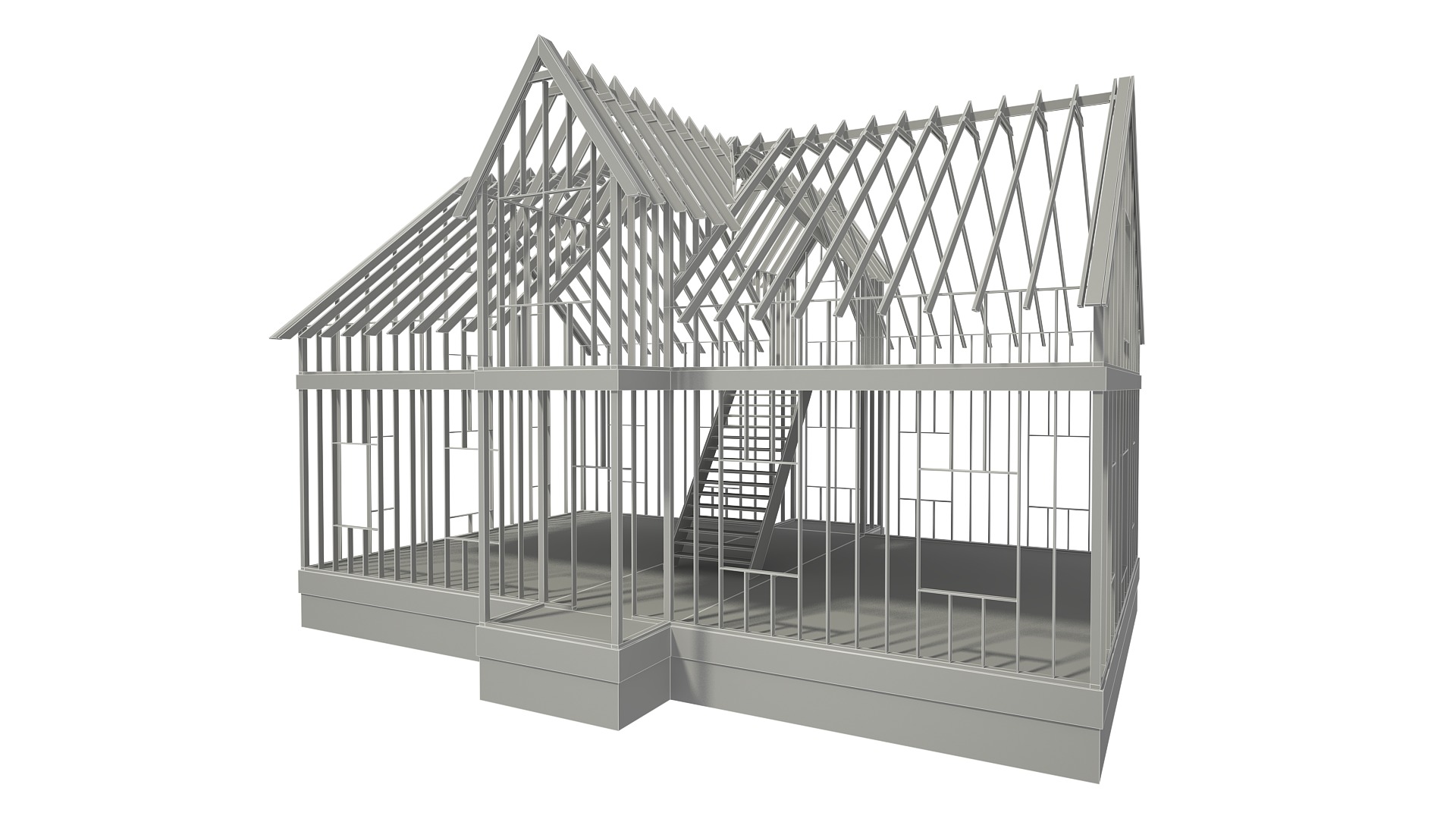 Wood House Construction 3D model_8