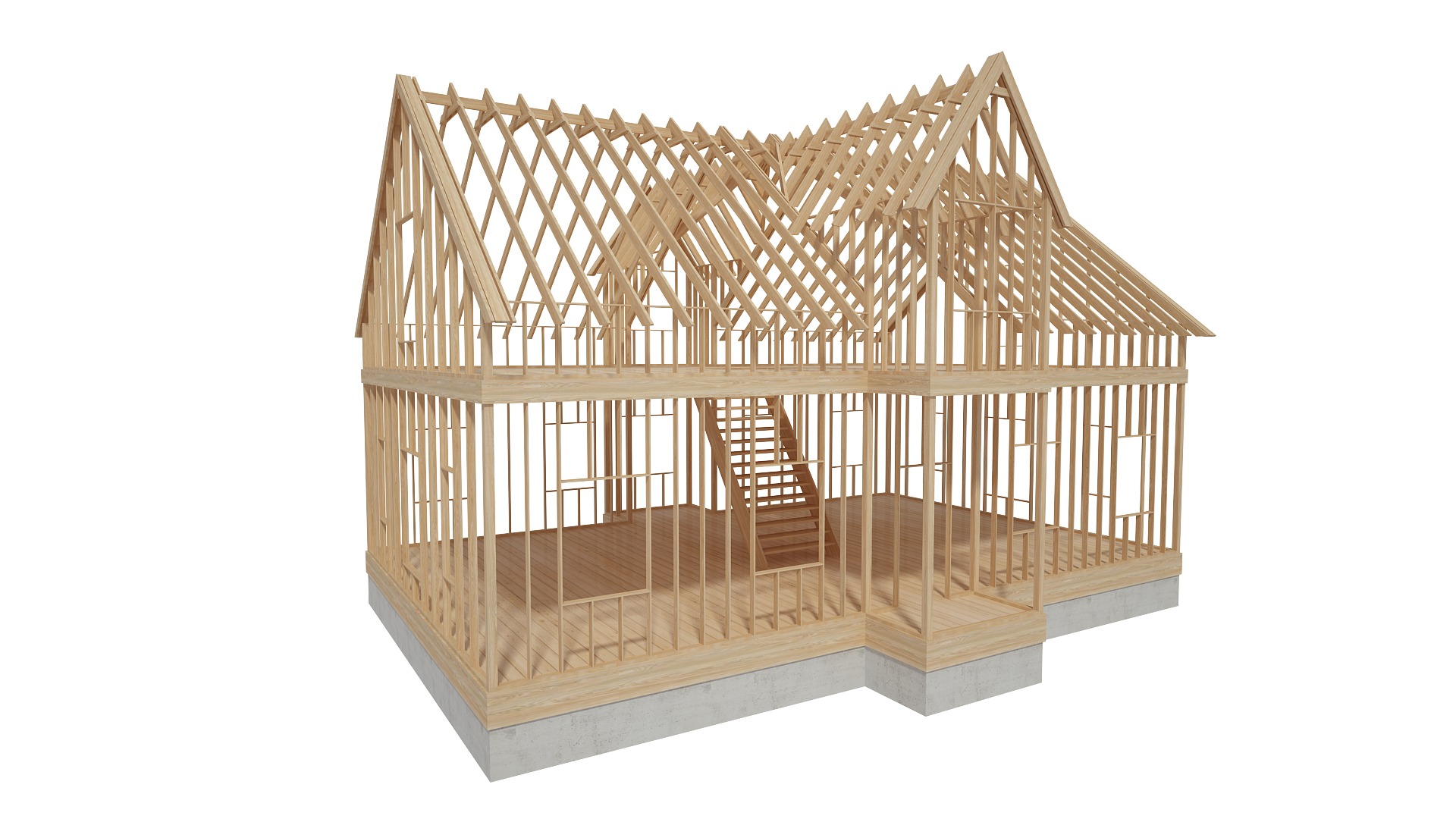 Wood House Construction 3D model_2