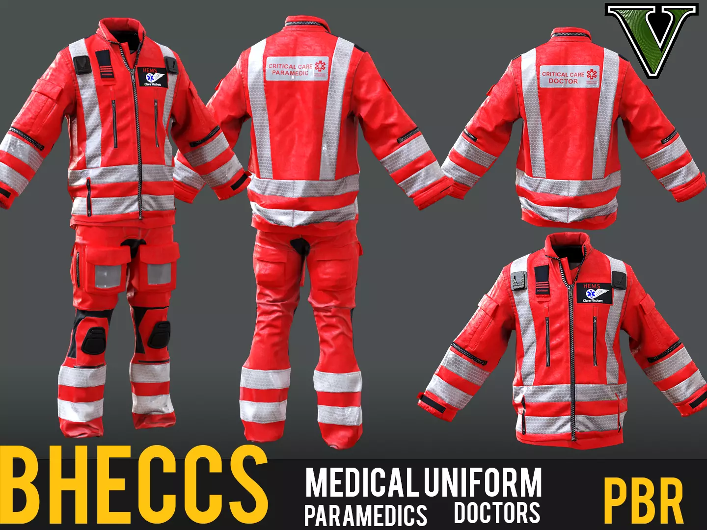 Herts Paramedic and Doctors Flight Suit BHECCS Medical Uniform Low-poly 3D model_0