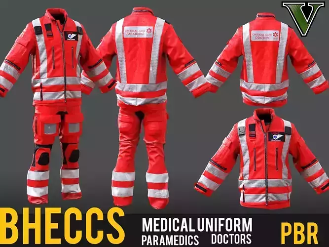 Herts Paramedic and Doctors Flight Suit BHECCS Medical Uniform Low-poly 3D model