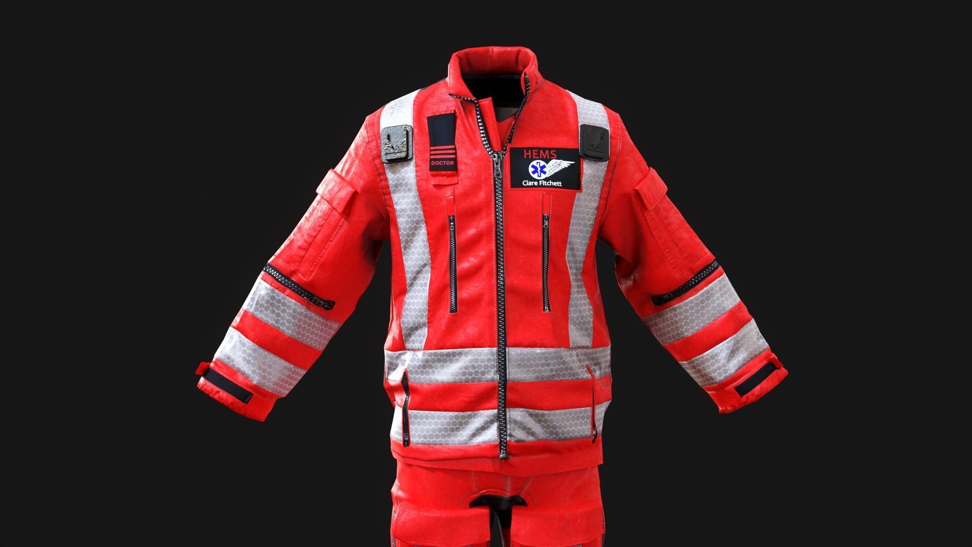 Herts Paramedic and Doctors Flight Suit BHECCS Medical Uniform Low-poly 3D model_20