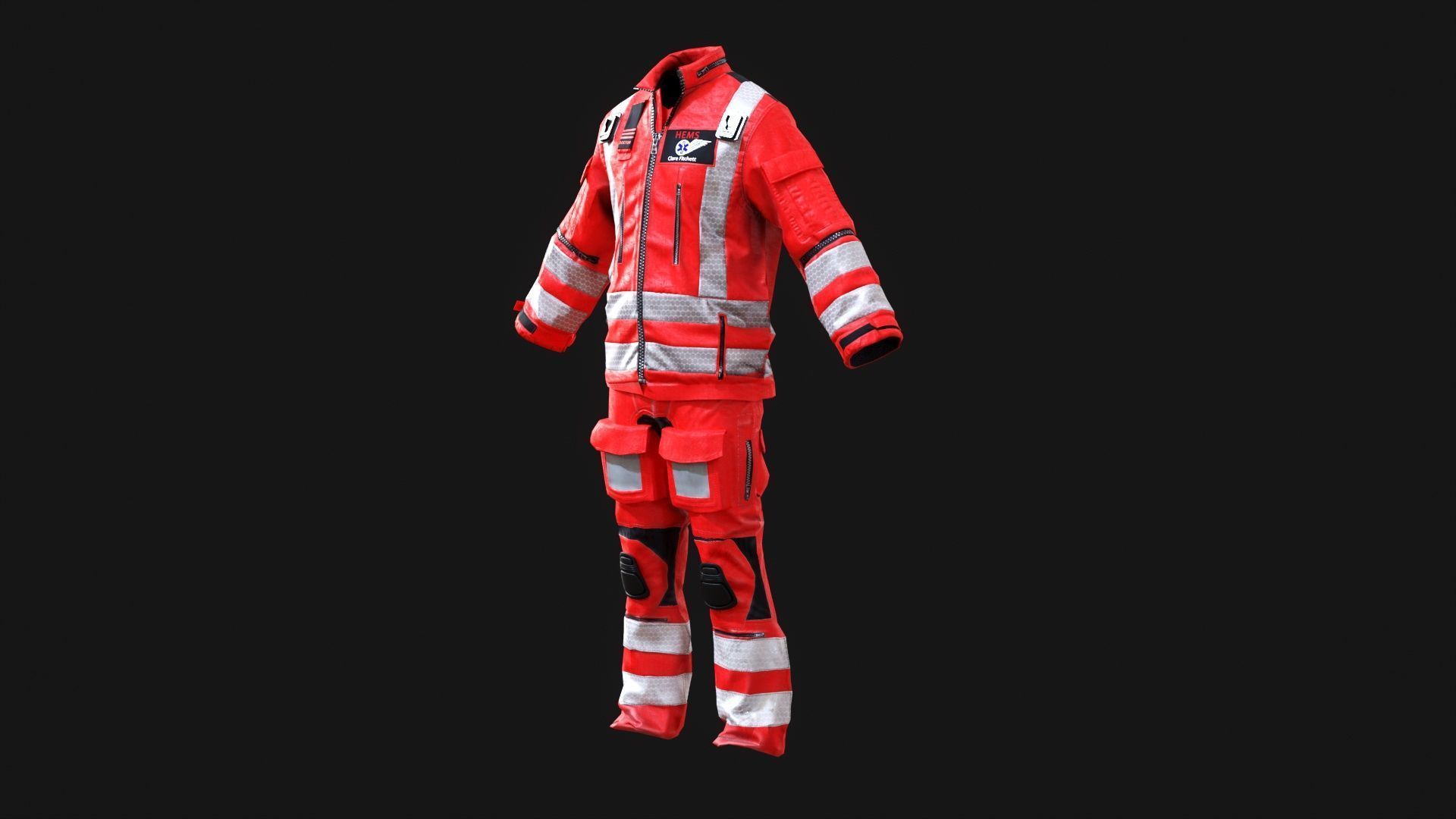 Herts Paramedic and Doctors Flight Suit BHECCS Medical Uniform Low-poly 3D model_13