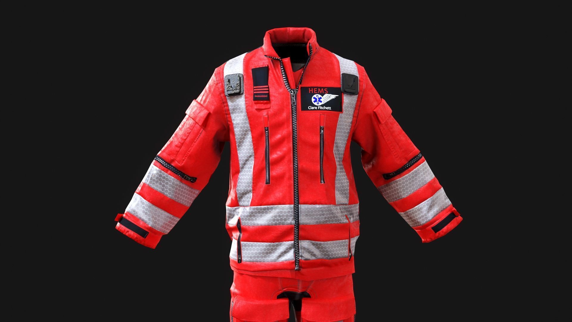 Herts Paramedic and Doctors Flight Suit BHECCS Medical Uniform Low-poly 3D model_15